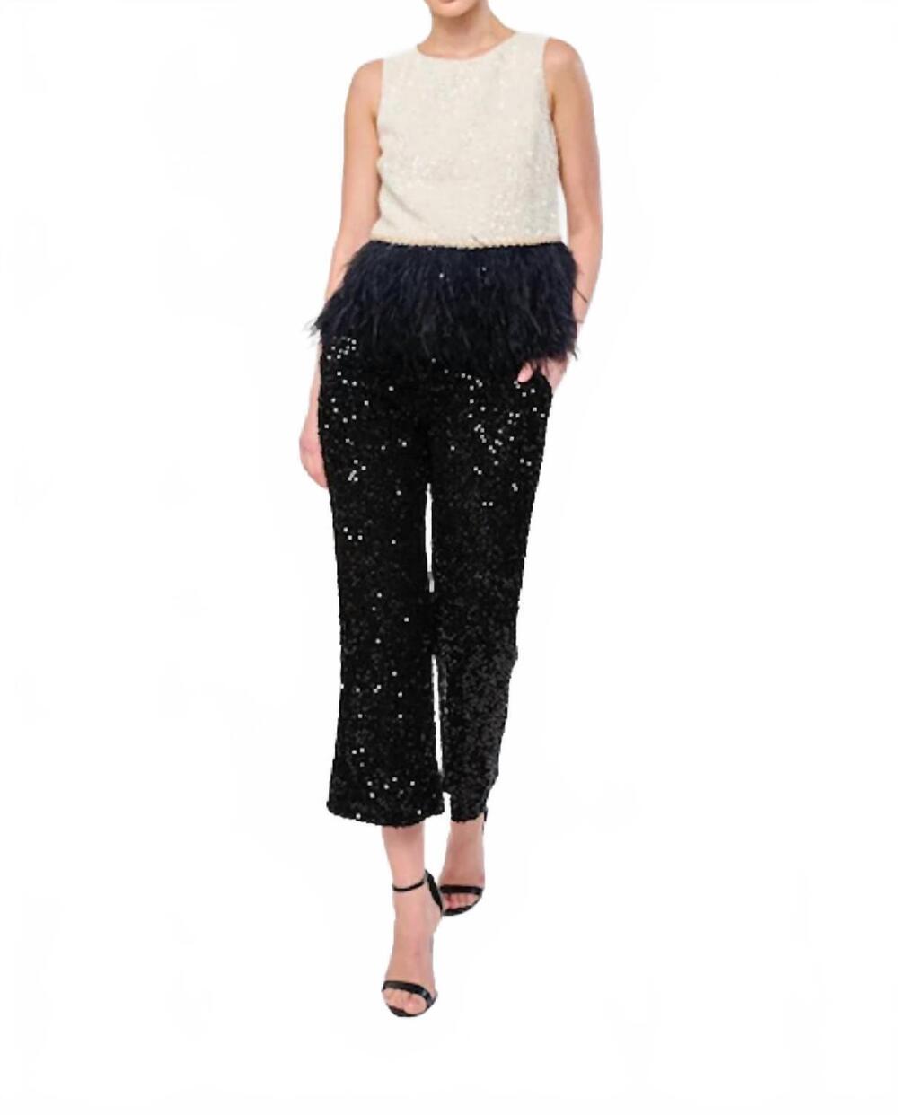 NEW FLORA BEA tweed kick flare pant in black